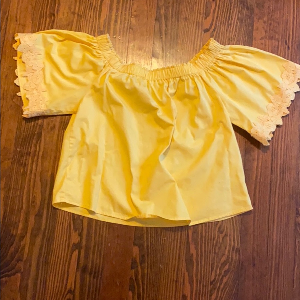 Yellow Forever 21 Off The Shoulders Shirt